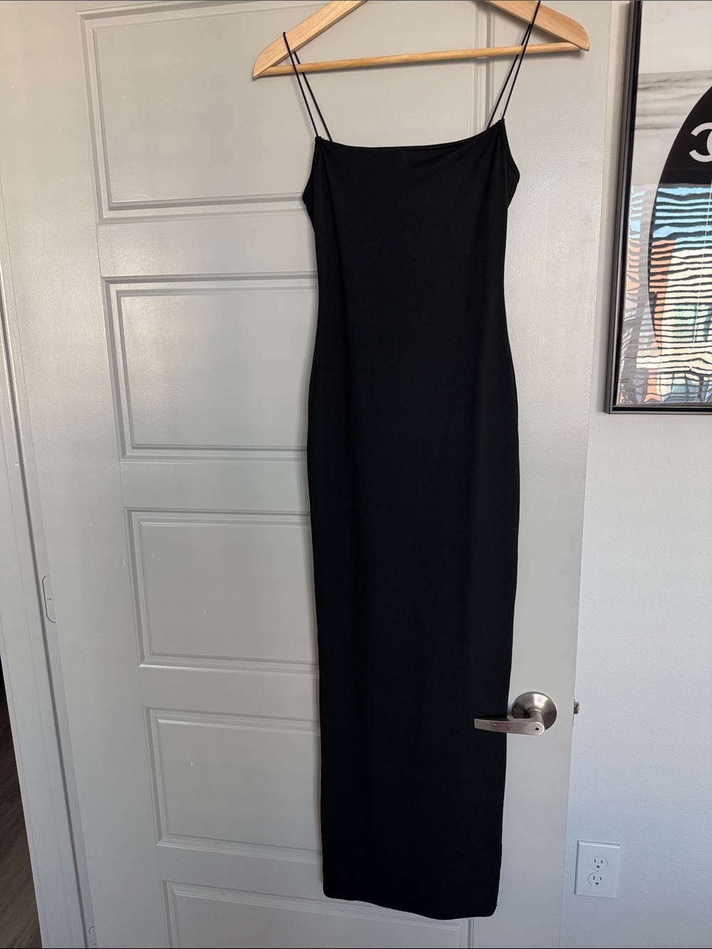 NWOT Black Slip Maxi Dress with Spaghetti Straps, S
